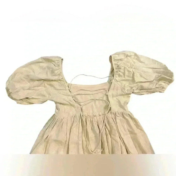 By Together Woven Linen Square Neck Dress in Cream Size Small - Picture 7 of 10